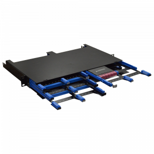 Патч-панель высокой плотности с выдвижными "лезвиями" на 6/12 компактных кассет MCC, 1U/19'', черная